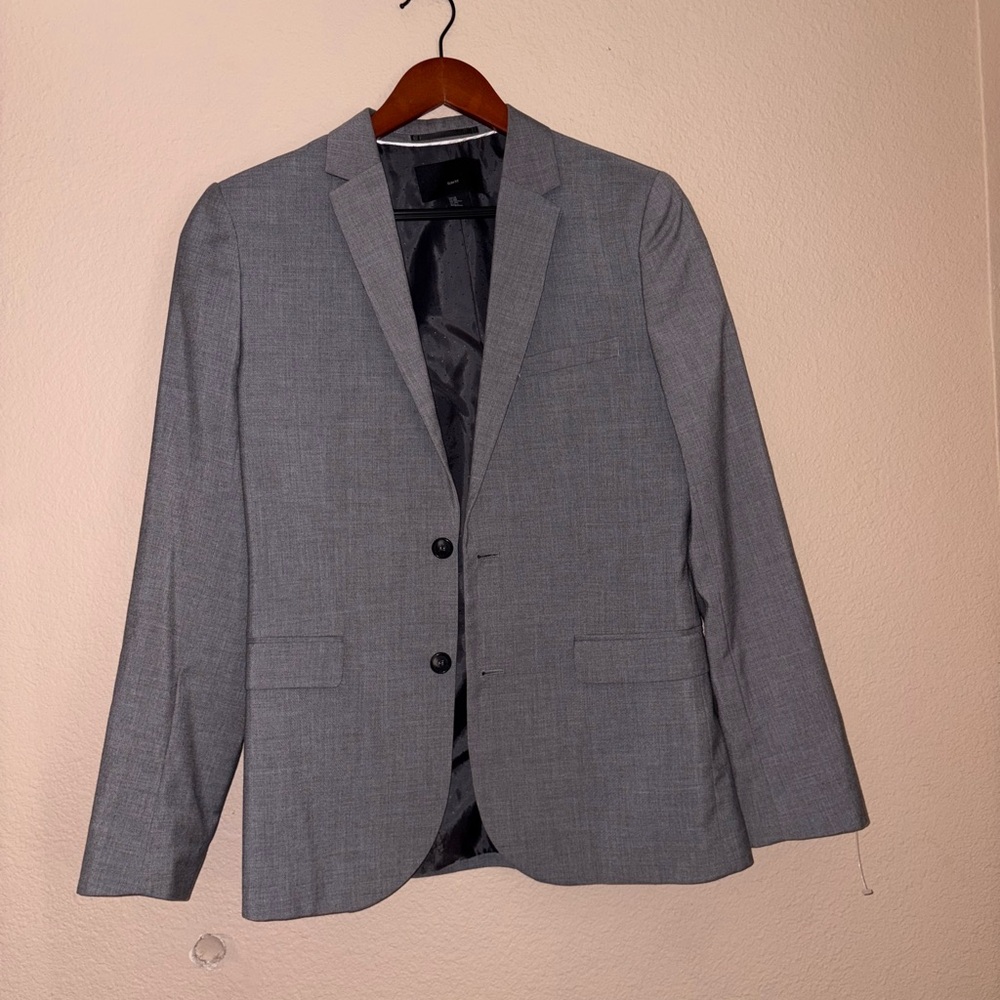 Grey H&M slim fit blazer formal wear party vibes going out retro fashion jacket